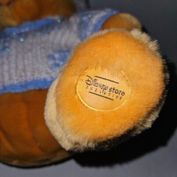 Disney Store Winnie the Pooh Plush Blue White Snowflake Sweater Winter Holiday - Picture 3 of 9